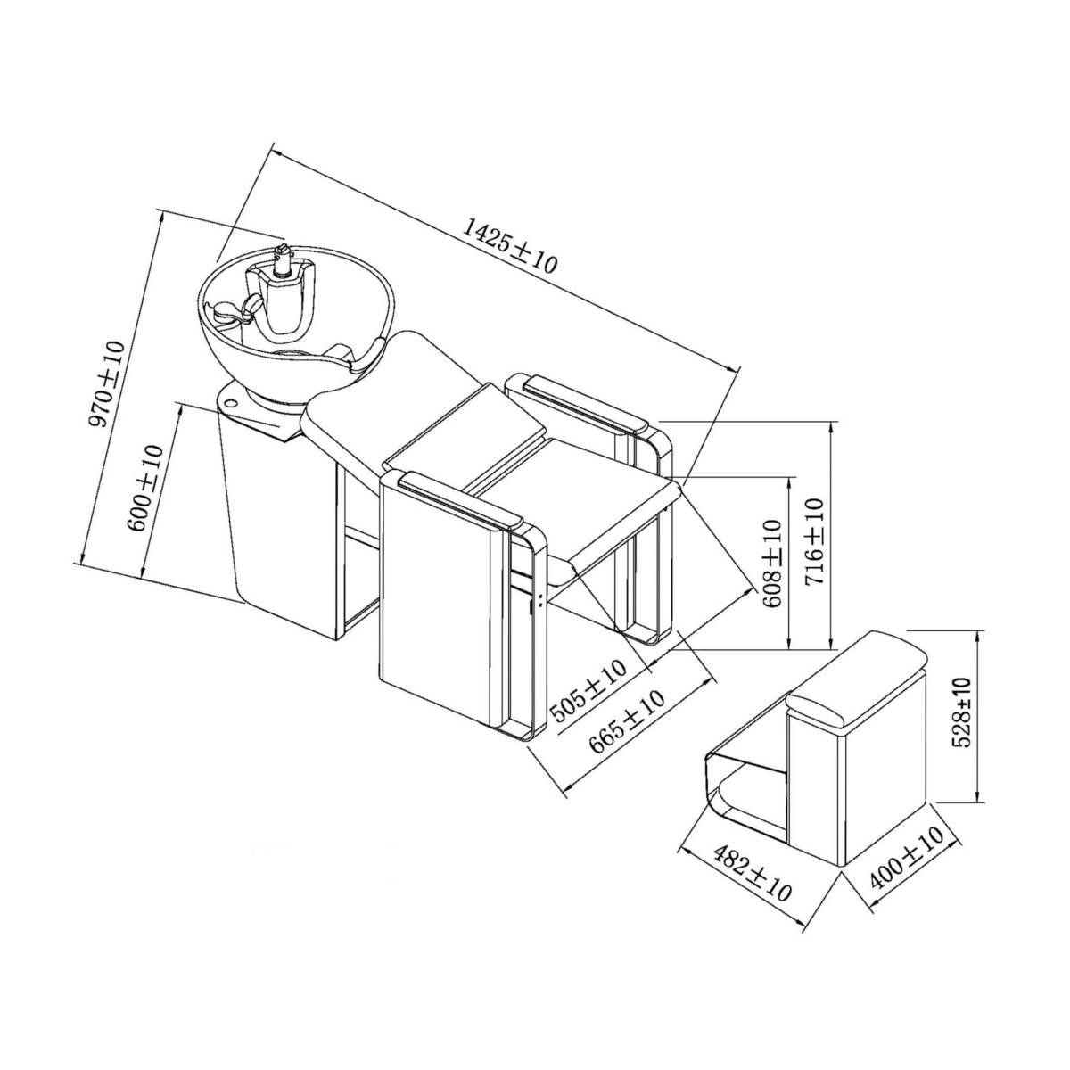 H. Master ® Beige Semi-Lying Shampoo Bed