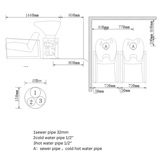 H. Master ® Modern hair wash sink Shampoo unit station for barber hair styling salon